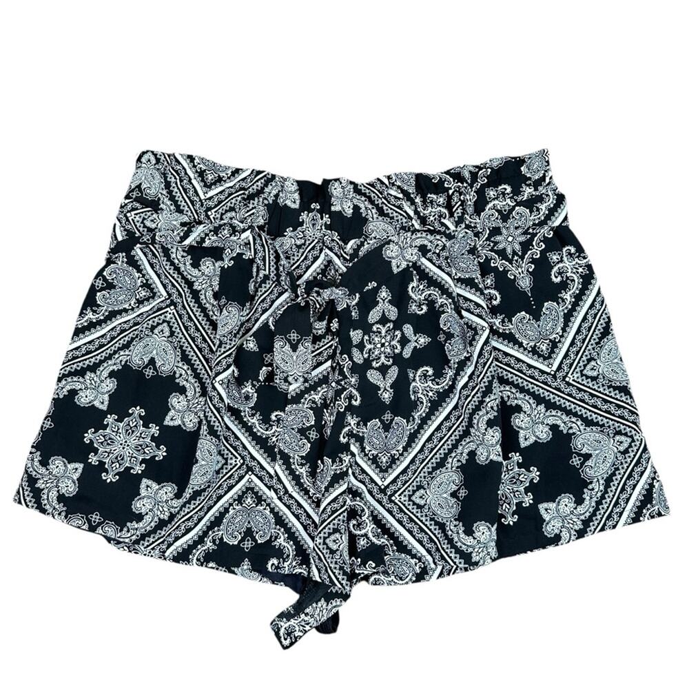 Heyson Paisley Print Shorts Black White Lined Size 1XL